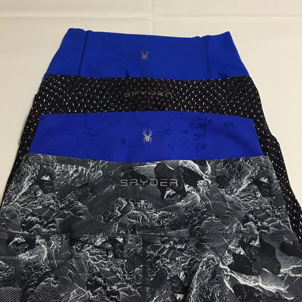 Lot of 4 Spyder Active Leggings Women Medium Multicolor Athletic Workout Yoga